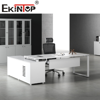 Perabot Kantor Eksekutif Atas Kayu Modern Meja Kantor Komputer yang Dapat Diperpanjang