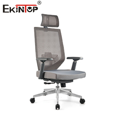 Kursi Kantor Jaring Ergonomis Putar Abu-abu Tinggi Disesuaikan