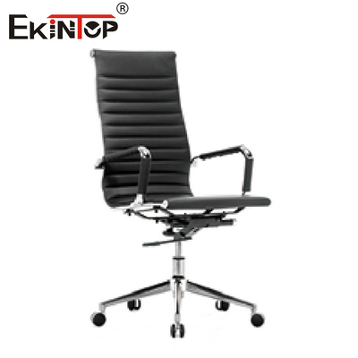 Kursi Kantor Black Metal Dan Kulit PU Dengan Tilt Lock Seat Tinggi 21 Inci