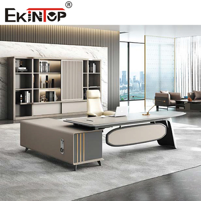 Meja Kantor Rumah Eksekutif Berbentuk L Modern Dengan Ruang Penyimpanan Besar