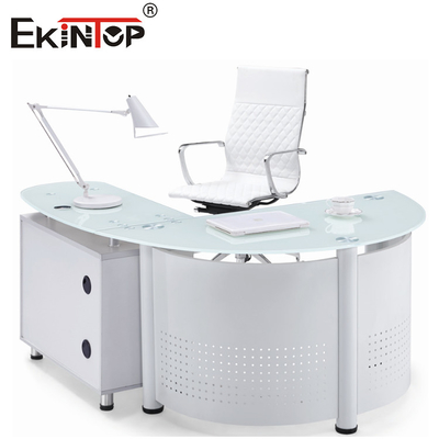 Meja Komputer Desktop Kaca Tempered Hitam Putih Meja Kantor Rumah