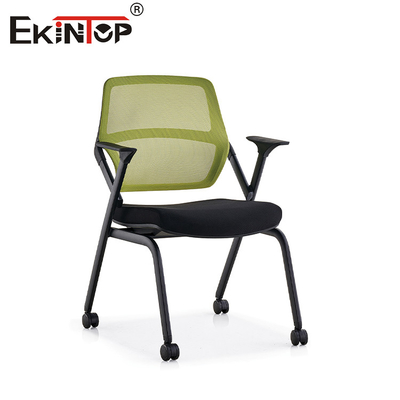 Armrest 3D Lipat Kursi Latihan Green Mesh Back With Wheels