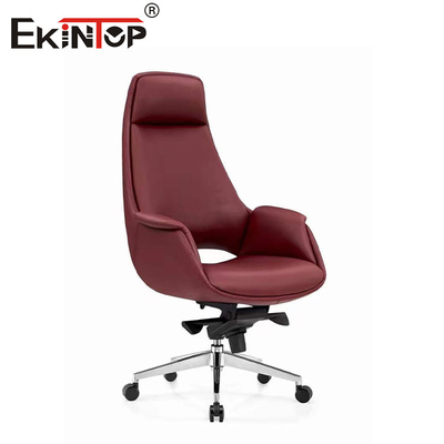 Kursi Kulit Burgundy SGS Dengan Kaki Logam Tinggi yang Bisa Disesuaikan