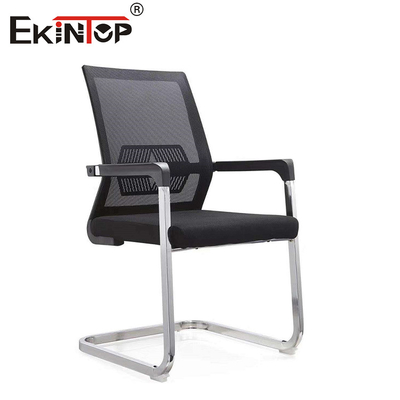 Kursi Kantor Belakang Mesh Hitam Dengan Tangan Dan Bingkai Logam Dasar Nylon 320mm