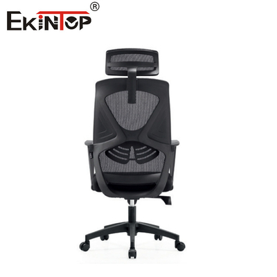 Kursi Kantor Tinggi Hitam yang Bisa Diputar Dengan Pendongkrak Kepala Dan Pendongkrak Mesh