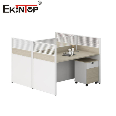 Stasiun Kerja Karyawan Modular Modern Kayu yang Dapat Dikustomisasi dengan Lemari Penyimpanan