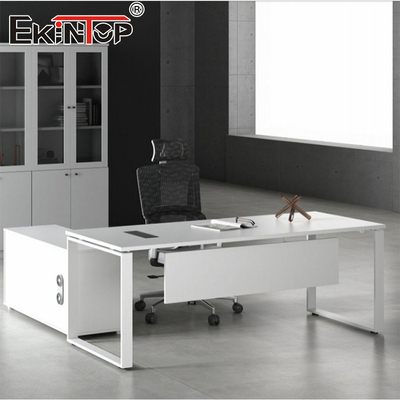Produsen Kantor Eksekutif Meja Putih Gaya Modern Bahan Kayu