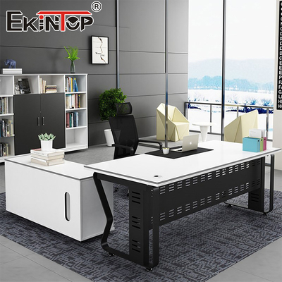 Meja Kantor Modern Meja Bentuk L Meja Sudut Kayu Disesuaikan