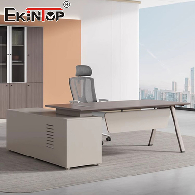 Meja Eksekutif Gaya Modern berbentuk L dari Furniture Factory Meja Kayu Akacia