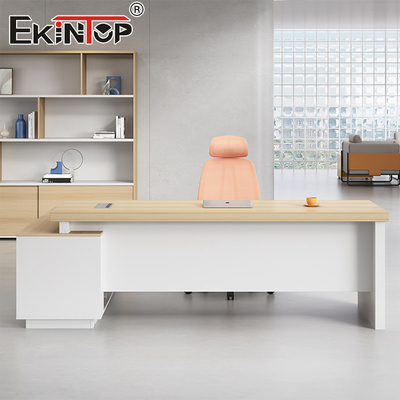 Meja Kantor Gaya Kayu Padat Bentuk L Semua Meja Modern Kustomisasi Ruang Kantor