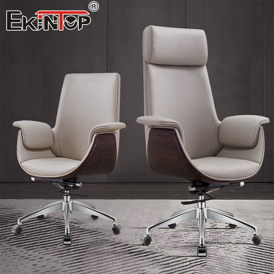 Modern Style Manager Kursi Kantor Kulit Dengan Roda Kursi Rancangan Ergonomis